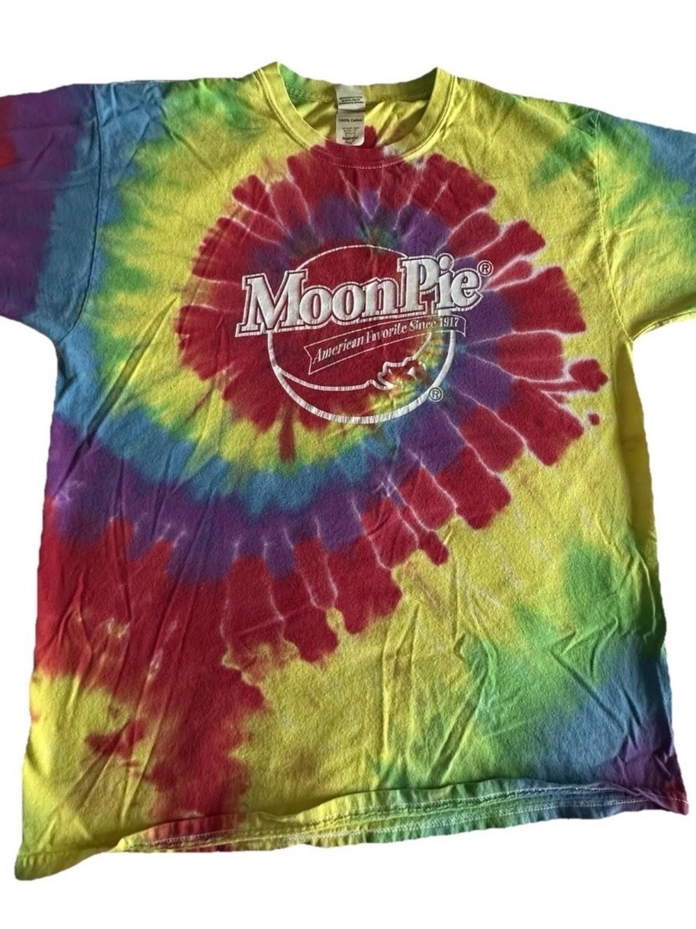 Moon Pie Tie Dye Rainbow Dyenomite Cotton T-Shirt Adult Large Retro Psychedelic